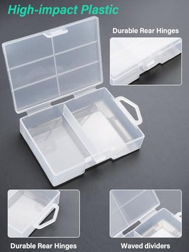 PNGKNYOCN AAA Battery Storage Case,Transparent Plastic Battery Case That Holds 24 AAA Batteries It features a hanging tab for wall mounting or storage in drawers for Travel and Home Use（2 Pack） — view 2