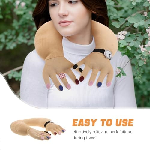 Gatuida Creative Neck Pillow Funny Hand-shaped Novelty Pillow for Airplane Travel U-shape Design Lightweight Portable for Home Office Road Trips — view 3