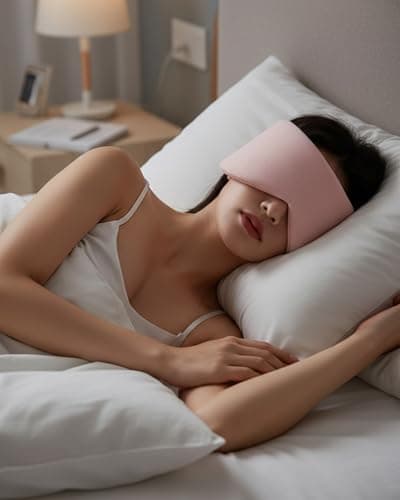100% Blackout Eye Mask for Sleeping - Sleep Mask with Warm and Cool Dual Sensing - Ultra Soft Sleep Masks - Gifts for Women and Men (Pink) — view 4
