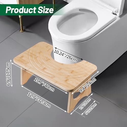 MAIJIAJU Single Toilet Stool, Foldable Bamboo Squat Assistance — view 2
