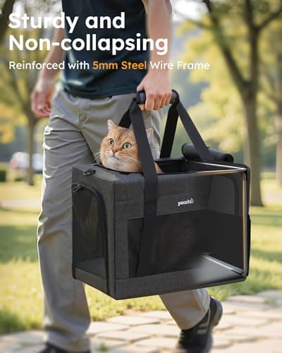 pecute Cat Carrier Stable, Pet Carrier Stable Steel Frame,Dark Grey — view 2