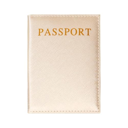 Passport Holder Cover Travel Wallet Organiser, Passport Case with RFID Blocking, PU Leather Travel Document Holder for Men&Women Travel Accessories (Gold)