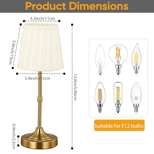 Rechargeable Table Lamp,6500mAh Cordless Touch Bedside Lamp,Battery Operated Night Light with Fabric Shade,Stepless Dimmable Portable Table Lamps for Living Room Dining Room Bedroom Bar Kitchen — view 4
