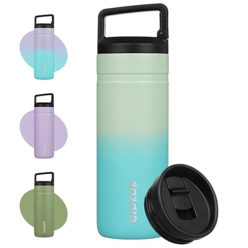 BJPKPK Insulated Water Bottle with 2 Lids,600ml Double Wall Stainless Steel Vacuum Tumbler Travel Coffee Mug,Wide Mouth Thermal Cup,Mint
