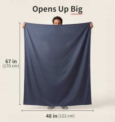 Litume Compact Fleece Travel Blanket with Stuff Sack, 70x48 Inches, Moisture Wicking and Breathable Blanket, Foldable Throw for Couch, Car Rides, Train, Camp, Backpacking, Traveling — view 3