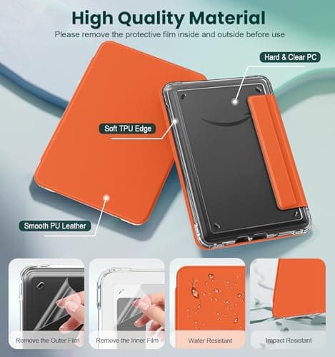 MoKo Detachable Magnetic Case for 6" Kindle 11th 2024/2022, Orange — view 6