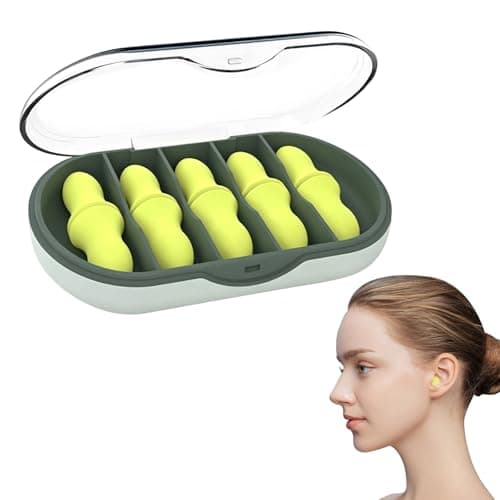 Upgrade Ear Plugs, Ear Plugs for Sleeping, Noise Reduction Earplugs with Storage Box, Reusable Soft Foam Ear Plugs for Sleep, Snoring, Travel, Study, Work (Green 10 Pack)