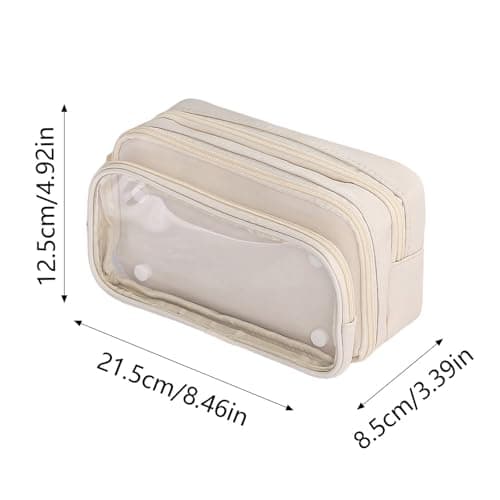 Pencil Case with 3 Compartments, Large Capacity School Pencil Case Stationery Organizer Pouch Waterproof Clear Makeup Bag Aesthetic Pen Bag for Girls Boys Teens Travel Office Supplies (Black) — view 5