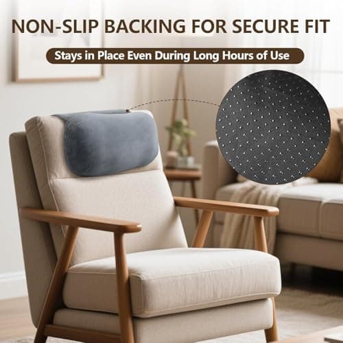 Jerylota Headrest Ergonomic Pillow for Recliners Armchairs, Non-Slip Memory Foam Side Sleeper Support Neck and Head Bath Pillow with Pocket,Travel for Neck and Shoulder Pain — view 4