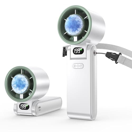 Fanseesy Portable Handheld Turbo Fan with Ice Cooler, 199 Speed Personal Fan,5500mAh Rechargeable,20H Cooling Time,20000 RPM Powerful Silent Motor, Summer Essential for Travel/Outdoor/Office,White