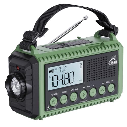 ROCAM Wind Up Radio with FM/SW, Portable Solar Powered Radio