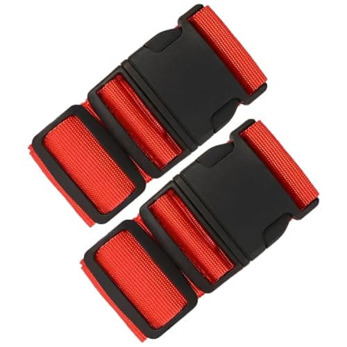 KINDOYO Luggage Suitcase Straps - Travel Accessories Thickened Luggage Belt with Quick Release Buckle, Adjustable Travel Luggage Straps for Suitcase Baggage, Red, 2 Pieces