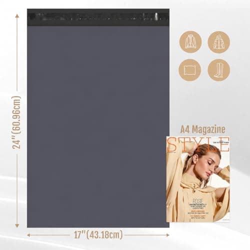 Switory 17x24 Inch Parcel Bags 25Pcs, Strong Large Postal Bags, Heavy Duty Mailing Bags | Tear-Proof, Self-Seal & Waterproof Packaging for Clothes, Postage & Shipping | Grey — view 2