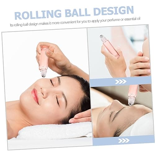 PACKOVE 12pcs 10ml Frosted Glass Roll on Bottles Refillable Perfume Essential Oil Bottles Portable Travel Storage Cosmetic with Rose Gold Caps — view 5