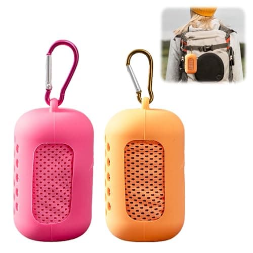 CutitiUU 2 PCS Cooling Towel with Portable Silicone Sleeves,Cooling Sports Towel with Ice-Fibre,Microfibre Sports Towel Fast Drying & Absorbent Gym Towel for Neck and Face (Fuchsia + Orange)