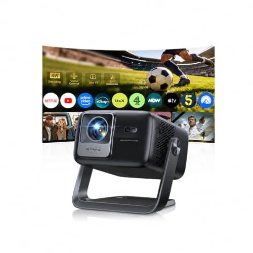 Google TV Projector for Bedroom, 36000Lumen Native 1080P 4K Decode, Smart Portable Home Cinema Projector Short Throw with 360° Stand,30W Speaker,AI Auto Image,6D Keystone, HDR10 Projectors for Outdoor