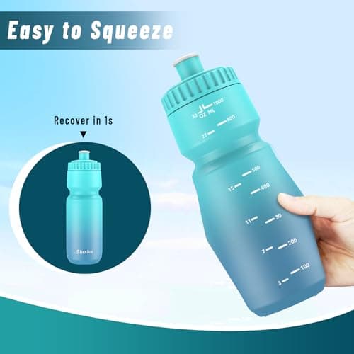 SLUXKE 24oz Bike Water Bottle 2Pack, 720ml Sports Squeeze Bottle Lightweight, Durable Cycling Water Bottle Fits Most Bike Cages — view 3