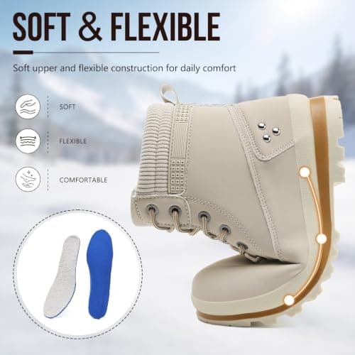 Hanani Walking Boots Womens Ankle Boots Hiking Boots Water Resistant Side Zipper Mid Calf Trekking Boots Lightweight Non-Slip Short Booties Lace up Outdoor Classic Work Shoes Ladies — view 5