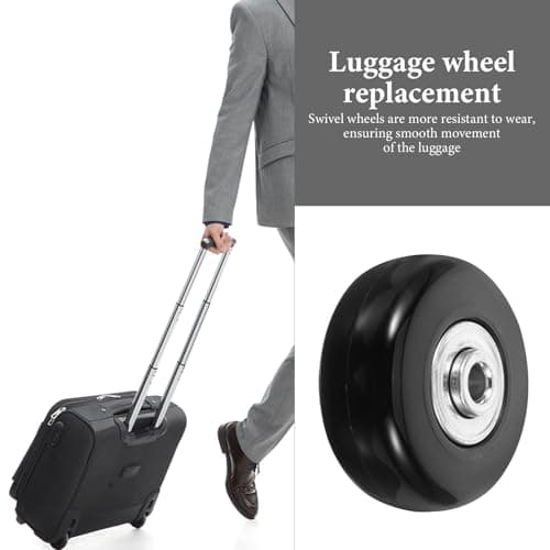 2pcs Suitcase Wheel Repair Kit, Black Metal Rubber Replacement — view 4