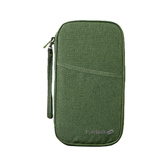 Fychuo Passport Holder Travel Wallet, Large Capacity Travel Document Holder, RFID Blocking Waterproof Portable Travel Wallet Organiser for Cash Passport ID Card Credit Cards Flight Ticket Pen (Green)