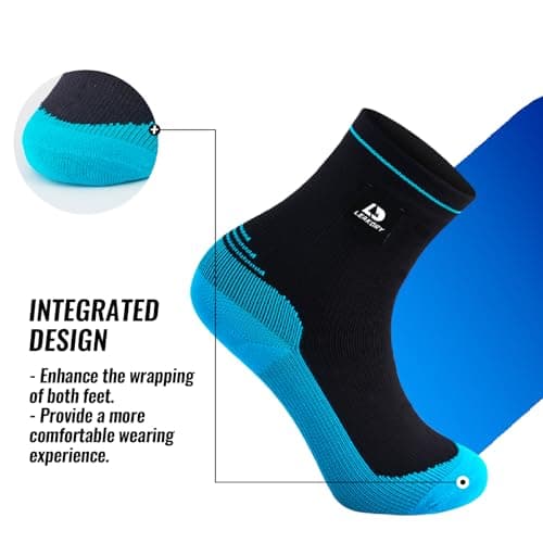 LEAKDRY Waterproof Socks,Breathable,Lightweight,Hiking,Running,Fishing,Unisex (UK, Alpha, S, Regular, Regular, Black/Blue) — view 4