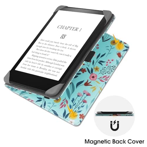 HGWALP Universal Stand Case for 6/6.8/7 inch paperwhite, PU Leather Stand Cover with Handstrap Compatible with All 6" 6.8" 7" Kindle Paperwhite/Colorsoft/Kobo/Pocketook/Sony eReaders-Spring Bloom — view 4
