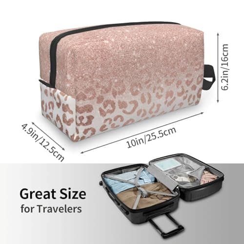 JaoXer Large Travel Cosmetic Bag â€“ Reusable rose gold glitter Print Dopp Kit for Toiletries, Portable Organizer for Men and Women, White, One Size — view 4