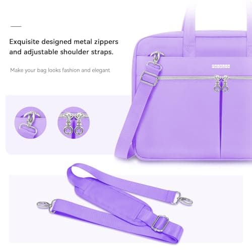 Ferkurn Laptop Bag Case for Women Men Briefcase Messenger Computer Bag with Shoulder Compatible with Macbook Pro/Air, HP Pavilion, XPS, Ideapad, ASUS, Acer, Samsung, Purple, 15 15.6 16 Inch — view 4