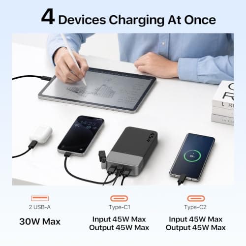 JUOVI Power Bank 45W 20000mAh Portable Charger with Detachable Cable — view 6