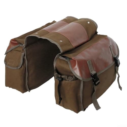 Canvas Rear Rack Bag Vintage For Pannier with Leather Stitching, Large Capacity Commuter Cycling Storage for Bike or Motorcycle Luggage Carrier, Quick Install Side Pocket Gear(Camel)