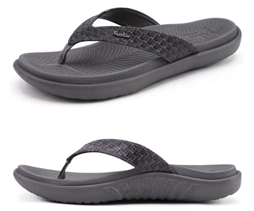KuaiLu Flip Flops For Women Arch Support Yoga Mat Cushioned Thong Sandals