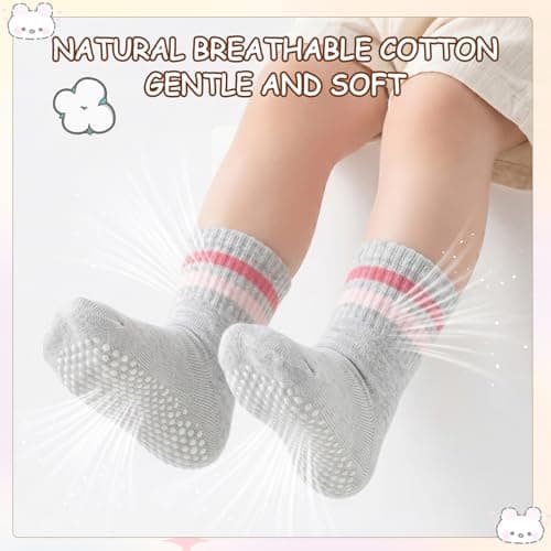 Zuimei 8 Pairs Toddler Anti Slip Grips Socks 1-3Years Unisex Multicolor — view 6