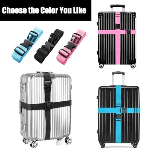 2PCS Luggage Suitcase Straps, Adjustable Travel Accessories Non-Slip Thickened Luggage Belt with Quick Release Buckle, Travel Luggage Straps for Suitcase Baggage (Black) — view 6