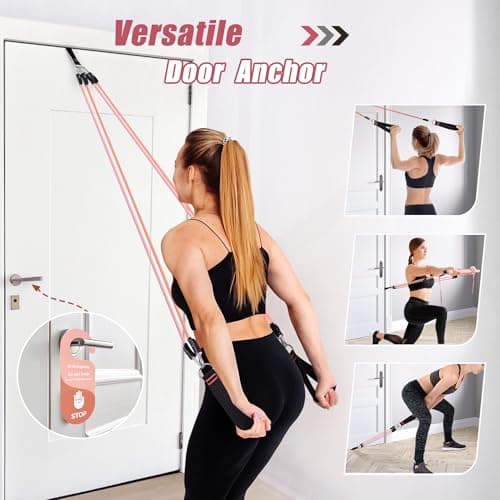 ALongSong Pilates Equipment Pilates Reformer Bar Set With 6 Resistance Bands 20/30/40lbs, Door Anchor & Hook Fitness Equipment for Full-Body Toning & Muscle Building | Home Workout/Gym/Travel Use — view 4