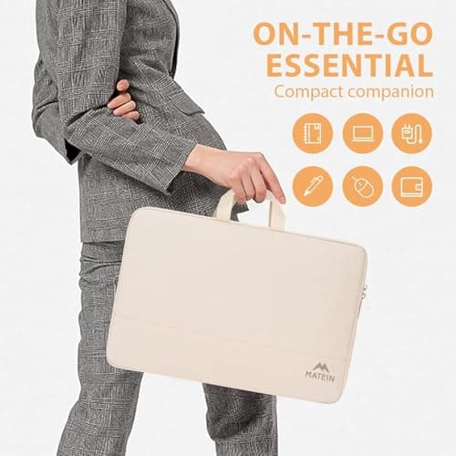 MATEIN Laptop Bag 15.6 Inch, TSA Laptop Case 15.6 Inch for Men Women, Beige — view 3