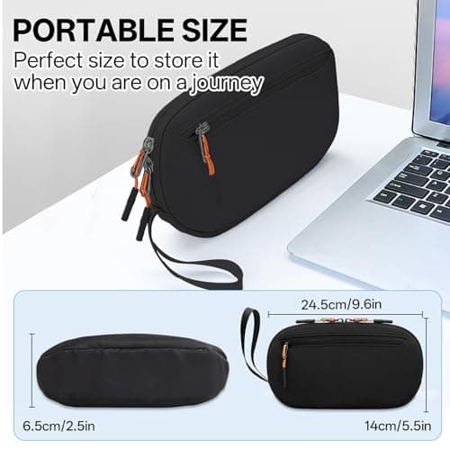 Teskyer Cable Organizer Bag - Portable, Waterproof, Compact Design, Travel Organiser, Travel Accessories, 23 x 13 x 5 cm, Black — view 6