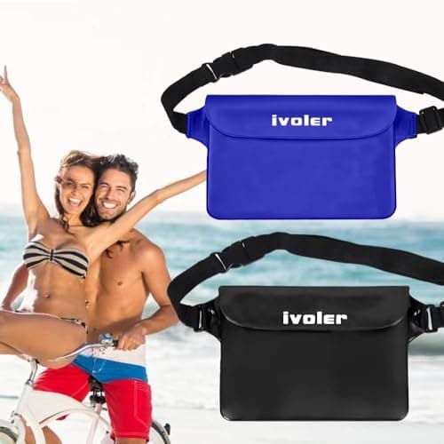 ivoler Waterproof Pouch Bag, 2 Pack Universal Waterproof Case Dry Bag for Beach, Swimming, Boating, Kayaking, Hiking, Protects iPhone Phone, Cash, Document from Water, Sand, Snow - Black+Sapphire Blue — view 6
