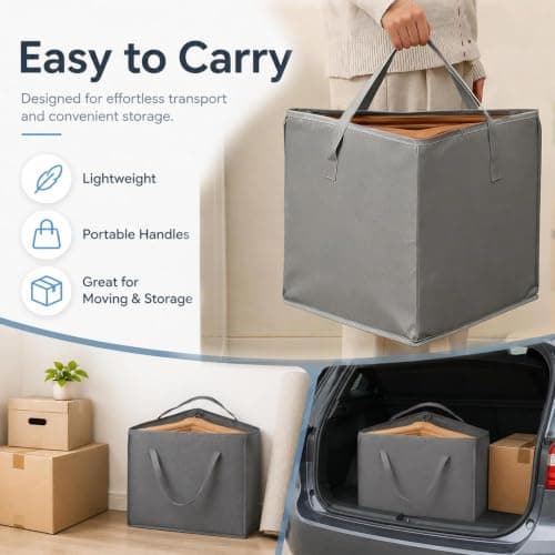 2 Pcs Hanger Storage Set, Triangular Hanger Storage Bag, Foldable Large-Capacity Clothing Storages Box, Moisture-Proof with Handles, Suitable for Wardrobes, Balconies, and Bathrooms (Gray) — view 5