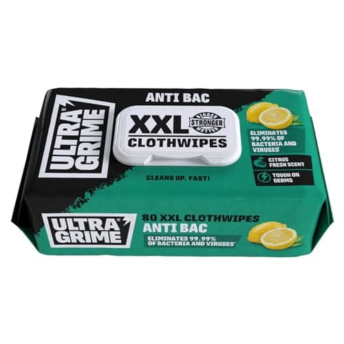 UltraGrime Antibacterial Wet Wipes Alcohol-Free Antiseptic Heavy-Duty Cleaning Cloths & Hand Wipes - Multi-Purpose Kitchen, Toilet, Floor & Surface Cleaning - Extra Large Cloth Wipes (Pack of 80)