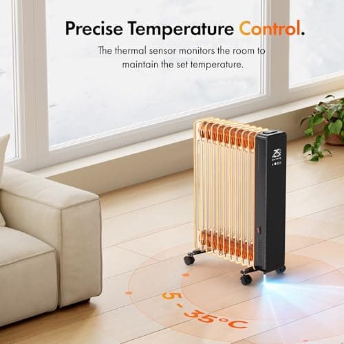 VonHaus Oil Filled Radiator – Digitial LED Oil Heater with Remote Control, WiFi Smart Compatible with Alexa/Google Home – Portable Electric Free Standing 2500W – 24 hour Timer, Adjustable Thermostat — view 2