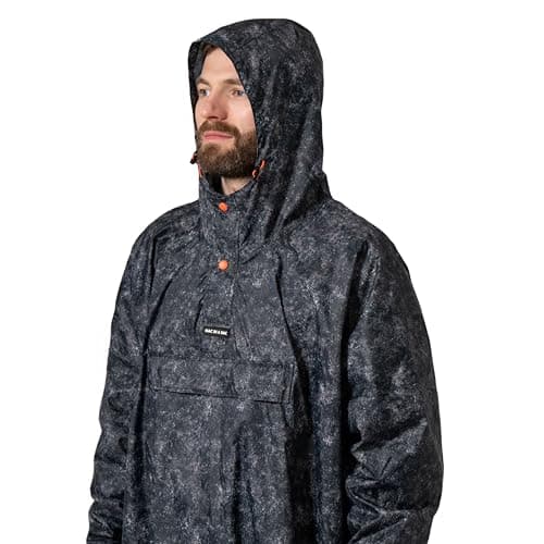 Mac in a Sac Festival Poncho - Packable Waterproof Cape - Unisex - Highly Breathable (8,000gsm) - Adjustable Snap Sides - Graphite Etch — view 5