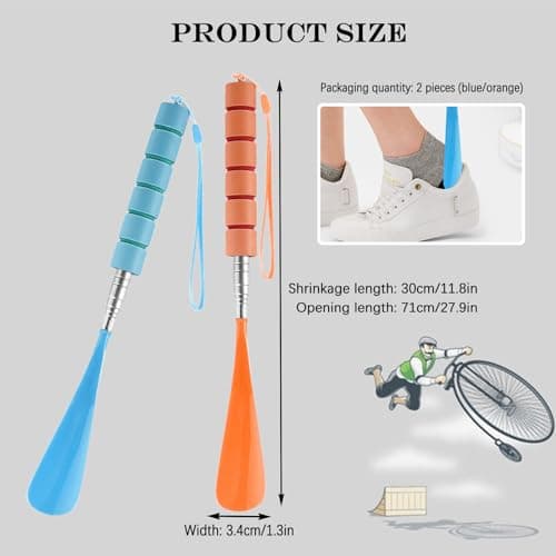 Long Handled Travel Shoe Horn Horns Pull Chausse Pied Telescopic, 2 Pcs — view 5