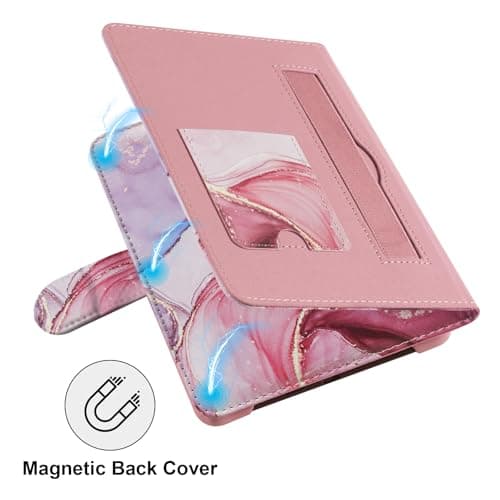HoYiXi Universal Case for 6-inch Kindle eReader Compatible with Kobo/Voyaga/Pocketbook/Tolino E-book reader,6'' eReader Protective Cover with Built-in Card Slot,Black (Dali pink, 6 inch) — view 5