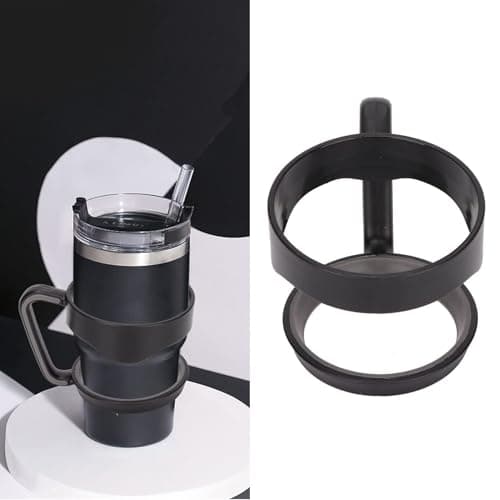 Tumbler Handle, Adjustables Tumbler Handle Silicone Tumbler Cup Handle Lightweight Spill Proof Grip for Travel Cup Mug Tumbler Cup(Black) — view 4
