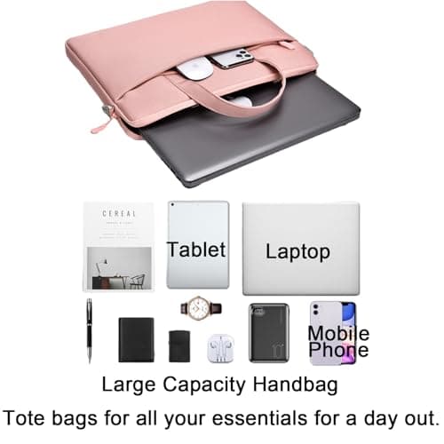 ENEN Laptop Bag, 15.6 Inch Laptop Case Laptop Sleeve With Padded Strap and Airbag Laptop Bags for Women Men, Laptop Handbags for Business, School, Office (15.6 inches,Pink) — view 6