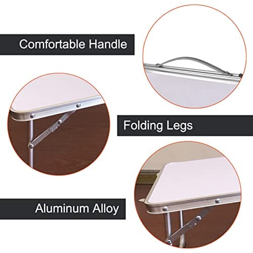 Small Folding Table, Compact 2ft Foldable Camping Picnic Low Table, Portable Fold Up Outdoor Garden Dining Table, Lightweight Aluminum Collapsible Side Table for Drink Tea Coffee Fishing, 60x40x26cm — view 5