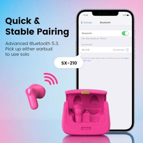 ANCwear Hot Pink Wireless Earbuds, Mini Handbag Charging Case, 22H Playtime — view 5
