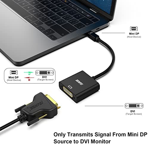 BENFEI Mini DisplayPort to DVI 2 Pack, Gold-Plated Mini DP (Thunderbolt 2 Compatible) to DVI Adapter Compatible with MacBook Air/Pro, Microsoft Surface Pro/Dock, Monitor, Projector and More — view 2