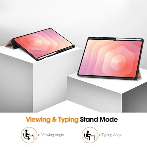 YRH for Samsung Galaxy Tab S11 Ultra 14.6 inch Case 2025, with Pen Holder, Auto Sleep Wake, Protective Soft TPU Tablet Cover 14.6'' (Rose Gold) — view 4