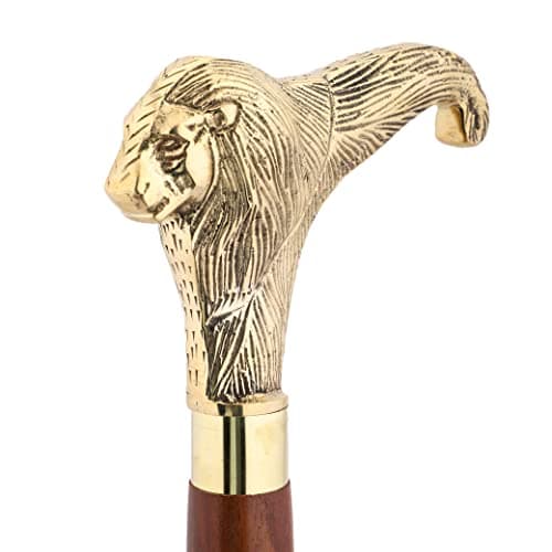 Ajuny Wooden Walking Stick for Men Women Seniors Lion Style 36 Inch Canes